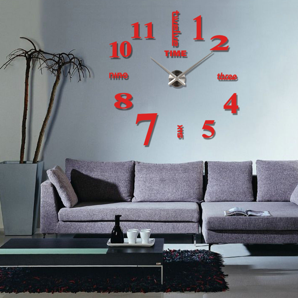Large DIY Wall Clock Sticker - Creative Home Decor for Living Room, Bedroom & Office - Modern Mirror Face Design for Stylish Interior