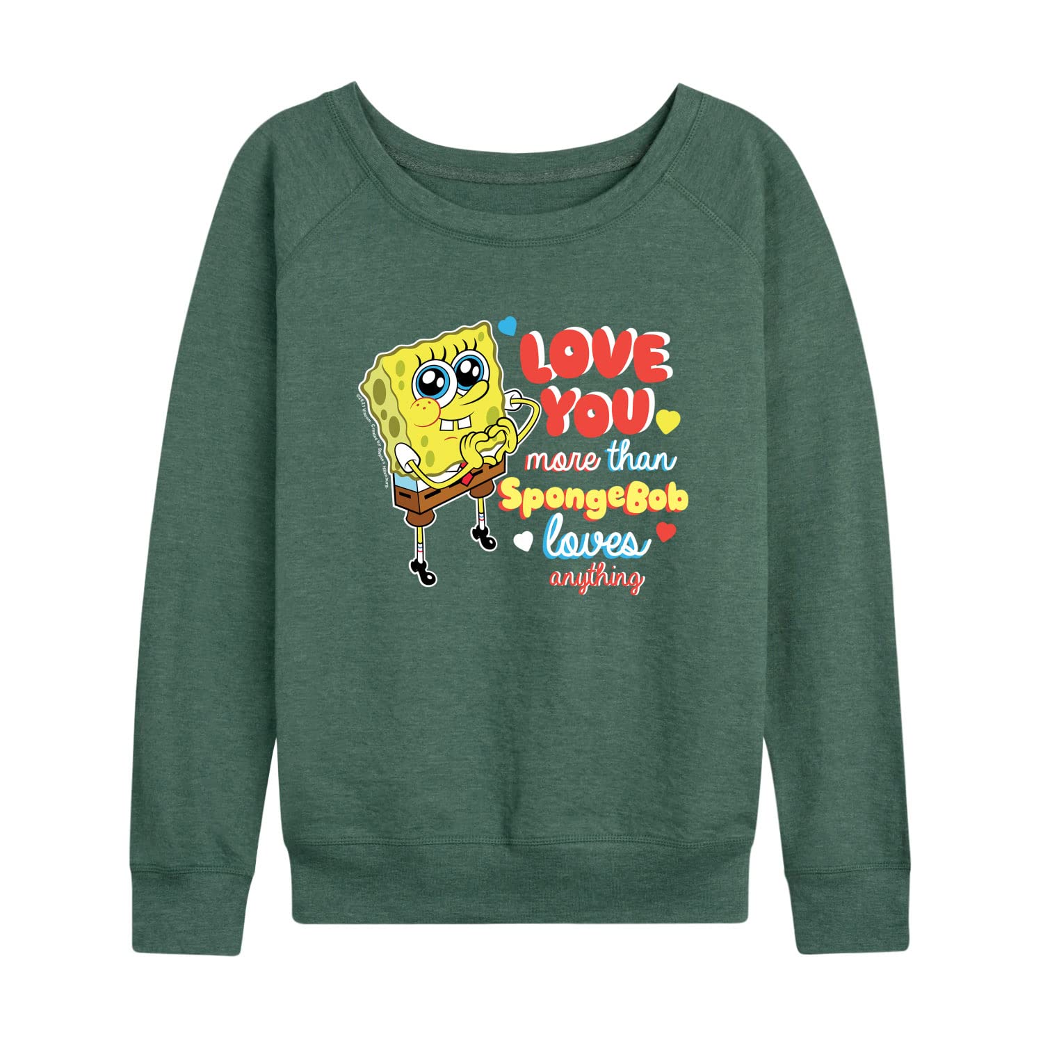 SpongeBob SquarePants Valentine's Day Women's Lightweight French Terry Pullover Hoodie - Cute Cartoon Sweatshirt for Women - Perfect Gift for Valentine's Day, Birthday & Casual Wear