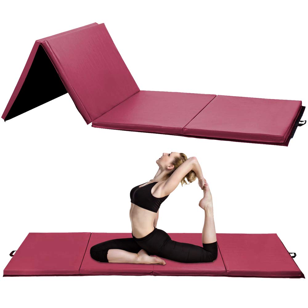 Bigacc 4-Panel Folding Gymnastics Mat for Kids - Thick Tumbling Mat & Yoga Exercise Mat with Carrying Handles - Lightweight Gym Equipment for Aerobics, Workout, Fitness Training - Perfect for Home Gymnastics Practice, Kids Playroom & Indoor Fitness Activities