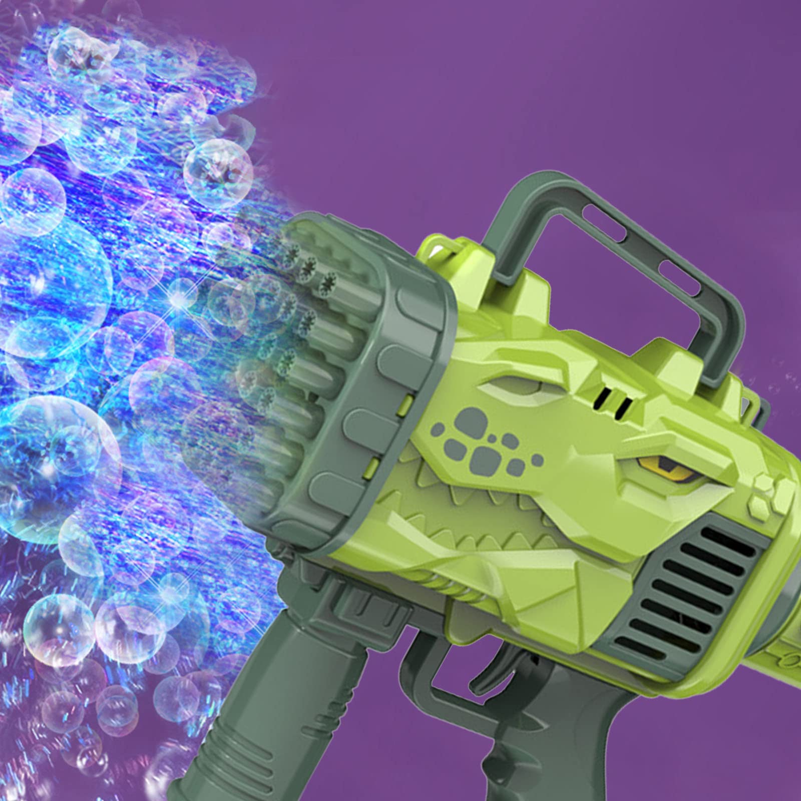 Dinosaur Bubble Maker Machine - 32-Hole Electric Automatic Bubble Blower with LED Lights | Fun Bubble Party Favors for Kids & Adults | Perfect for Birthday Parties, Outdoor Play & Backyard Fun