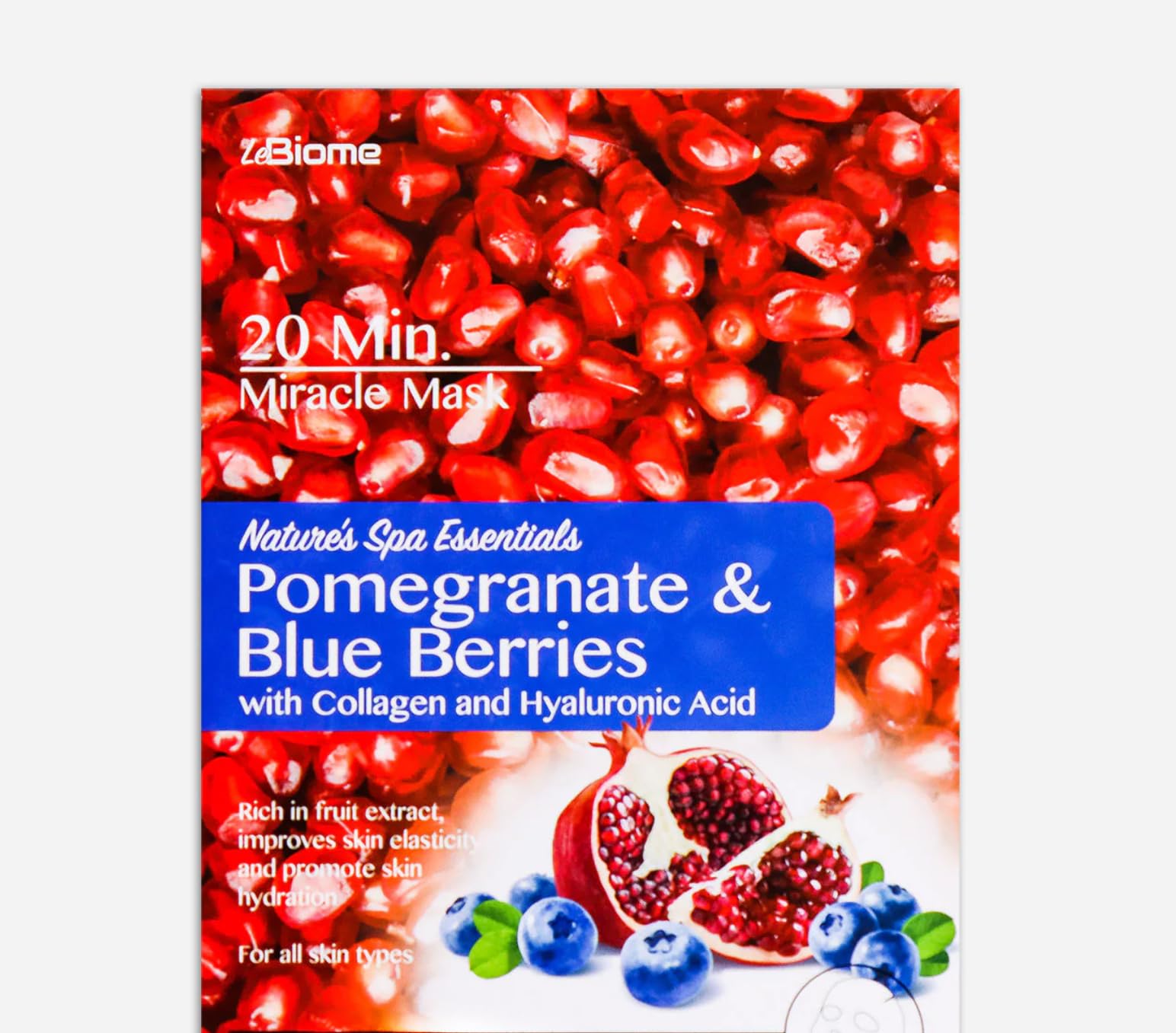 LeBiome 20 Minute Miracle Face Mask - Hydrating Collagen & Hyaluronic Acid Sheet Mask with Pomegranate & Blueberry Extract (10 Sheets, 2x5 Pack) | Korean Skincare for Dry Skin, Anti-Aging & Glowing Complexion | Perfect for Spa Night, Travel & Self-Care Routine