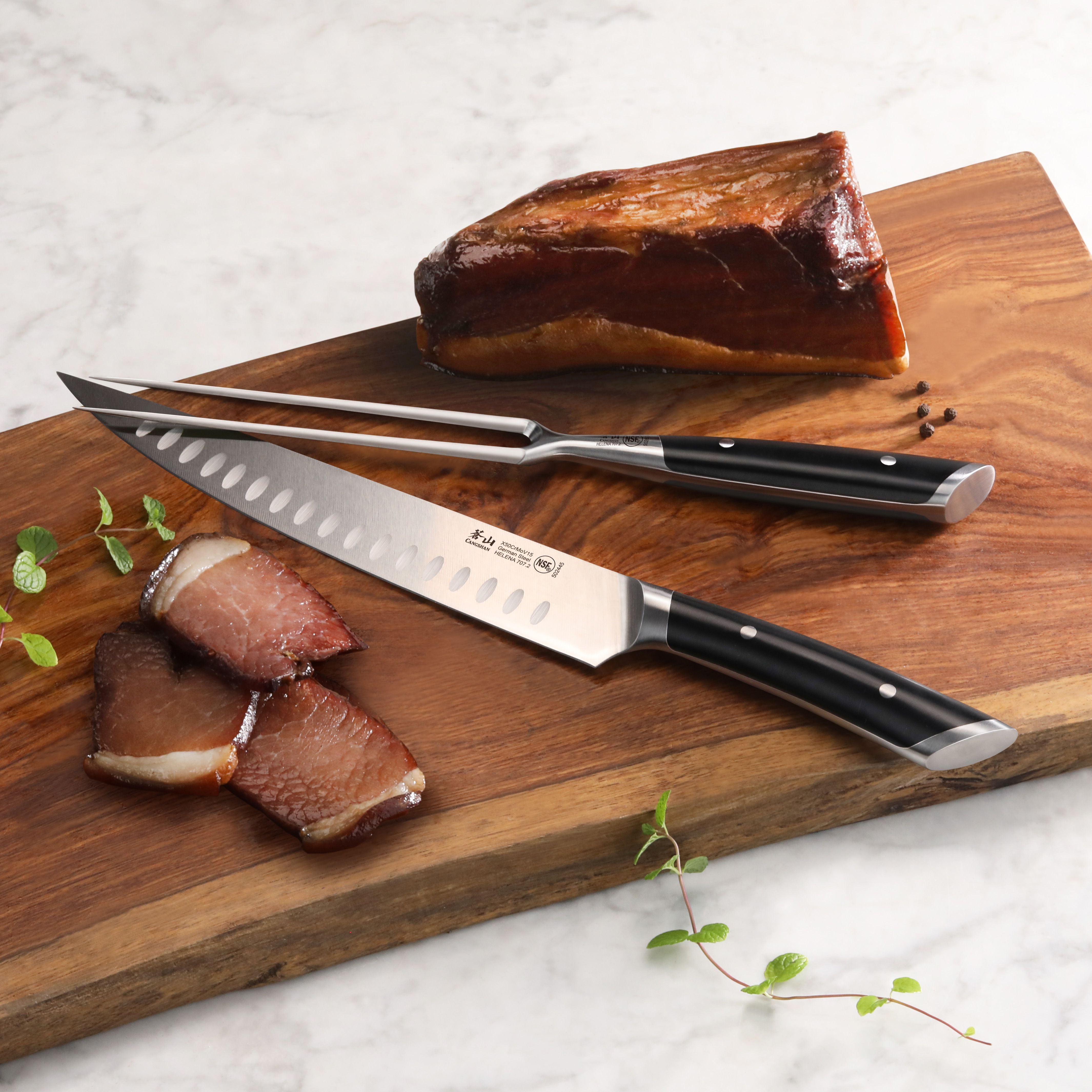 Premium Helena 2-Piece Carving Set - Stainless Steel Knife & Fork for Roast Beef, Turkey & Holiday Meals - Perfect for Thanksgiving, Christmas Dinner & Family Gatherings