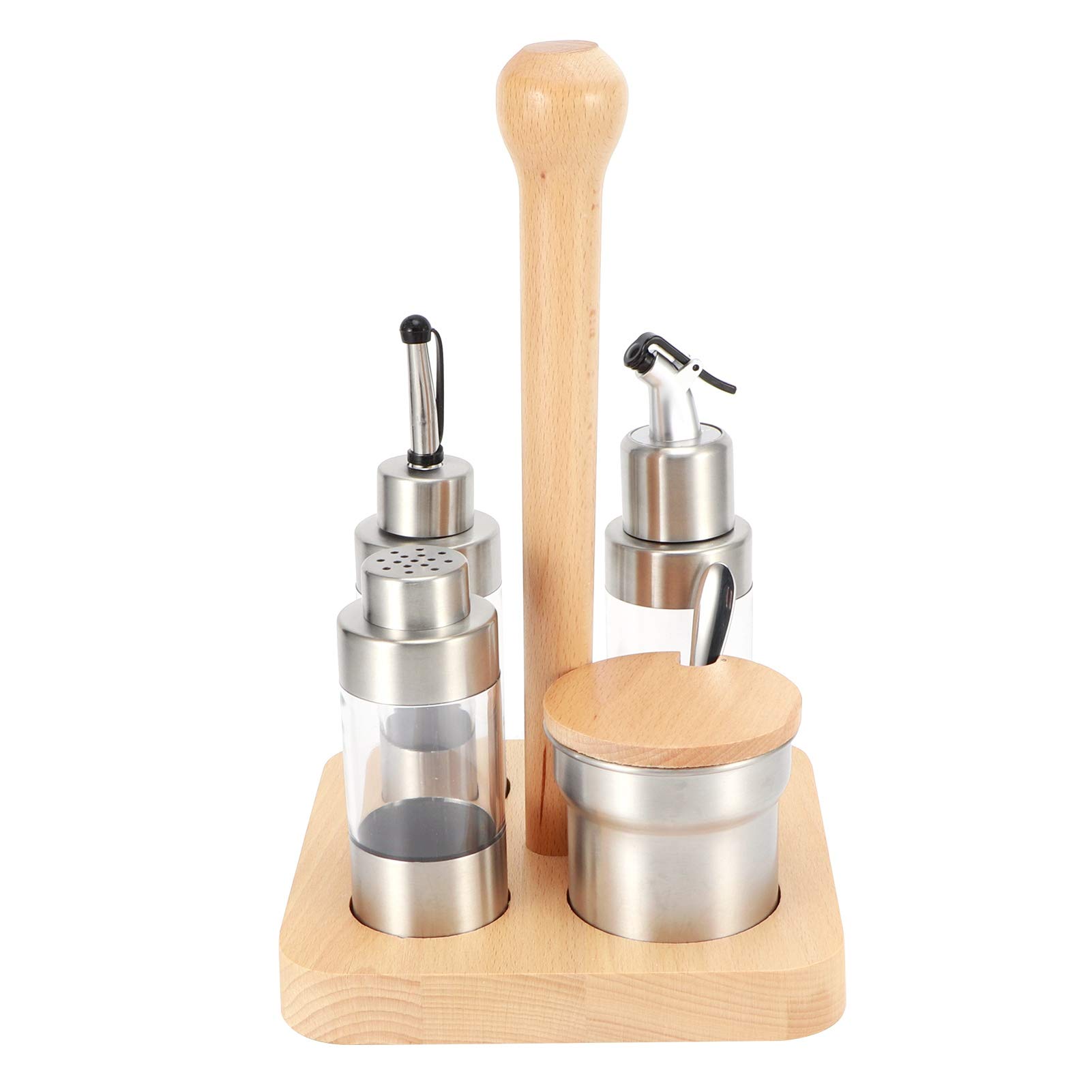Anti-Rust Lightweight Beech Wood Bottle Holder - Kitchen Spice Rack Organizer for Seasoning Jars, Pepper Shakers & Condiment Bottles | Transparent Square Wooden Frame for Home, Restaurant & Commercial Kitchen Storage