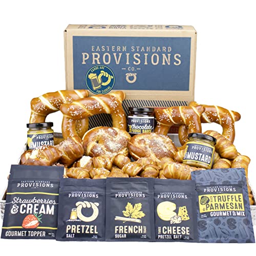 Eastern Standard Provisions Carbs Are For Closers Gift Box - Freshly Baked Artisanal Soft Pretzel Variety Pack with Gourmet Salt & Dipping Sauce | Perfect for Office Gifts, Corporate Events & Holiday Snacking