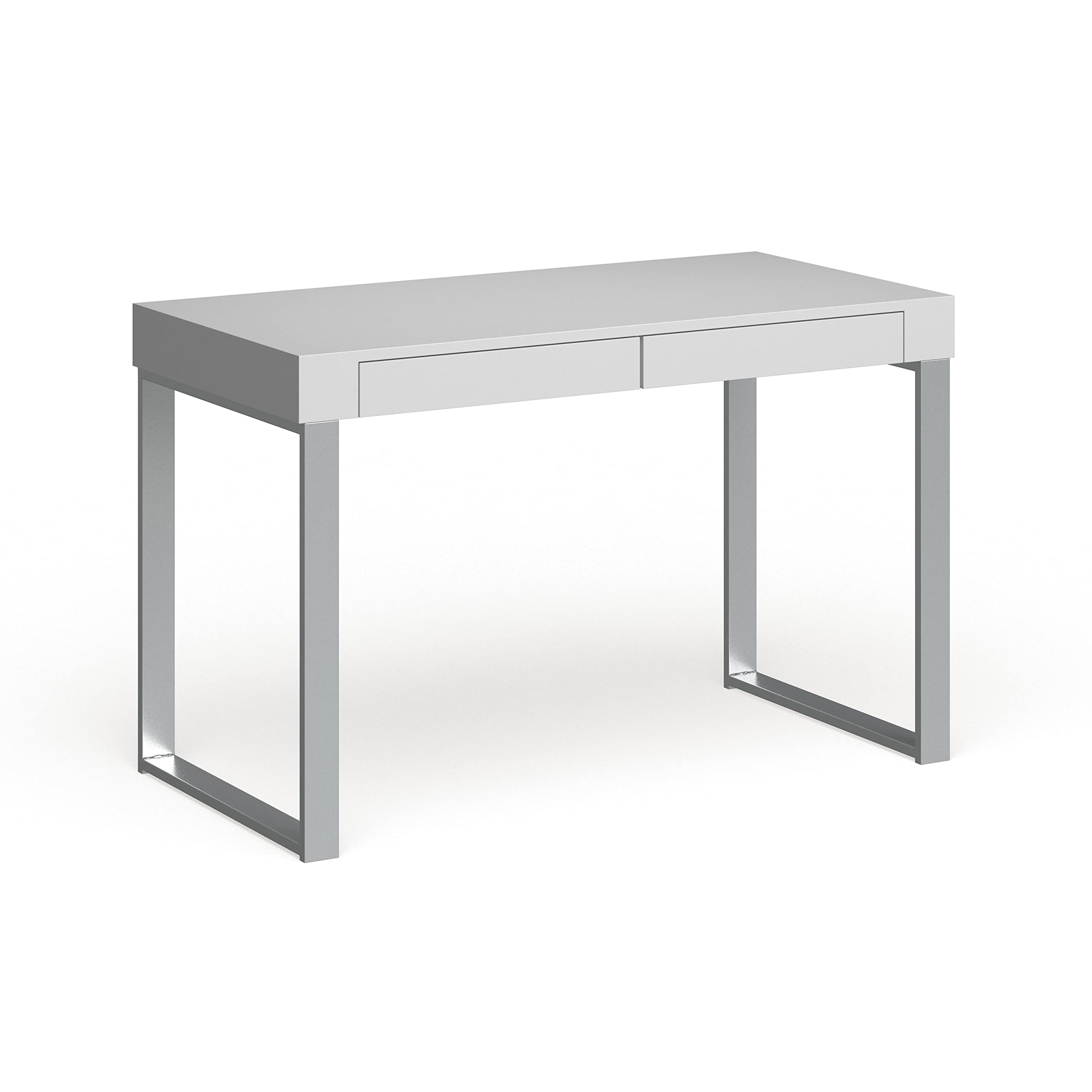 SAFAVIEH Barton White and Grey Modern Home Office Desk - Stylish Writing Desk for Small Spaces, Study Room, or Work from Home Setup