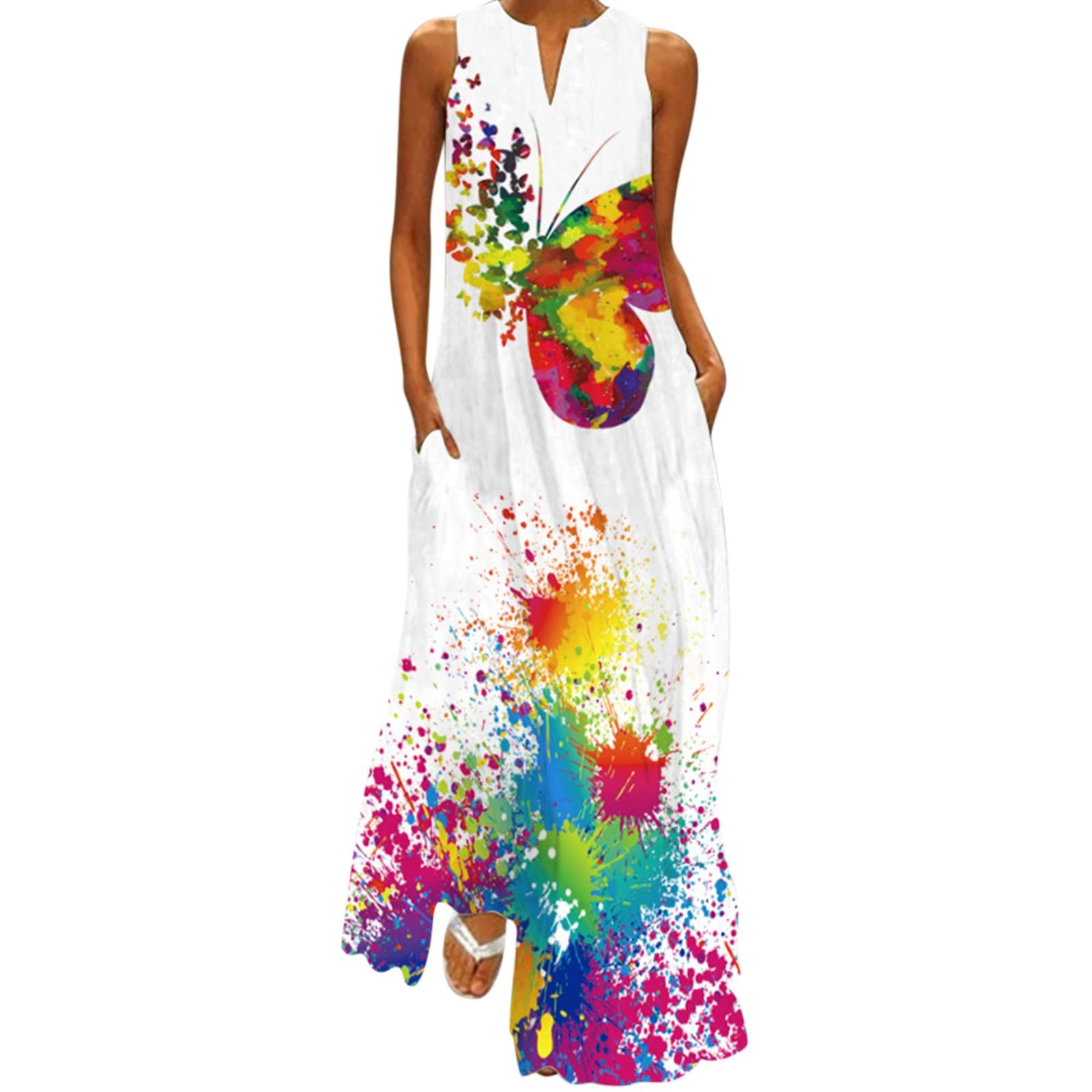 Elegant Black Graduation Dresses for Women - Sexy V-Neck Sleeveless Digital Print Soft Fabric Dress for Prom, Party & Formal Occasions