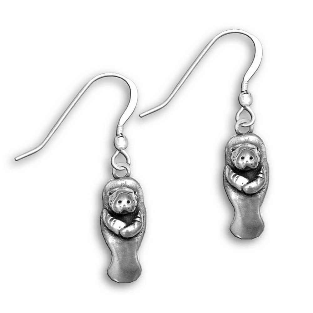 Magic Zoo Sterling Silver Manatee Earrings - Handmade Dainty Sea Cow Jewelry for Women | Perfect Gift for Ocean Lovers, Beach Vacations & Marine Conservation Supporters