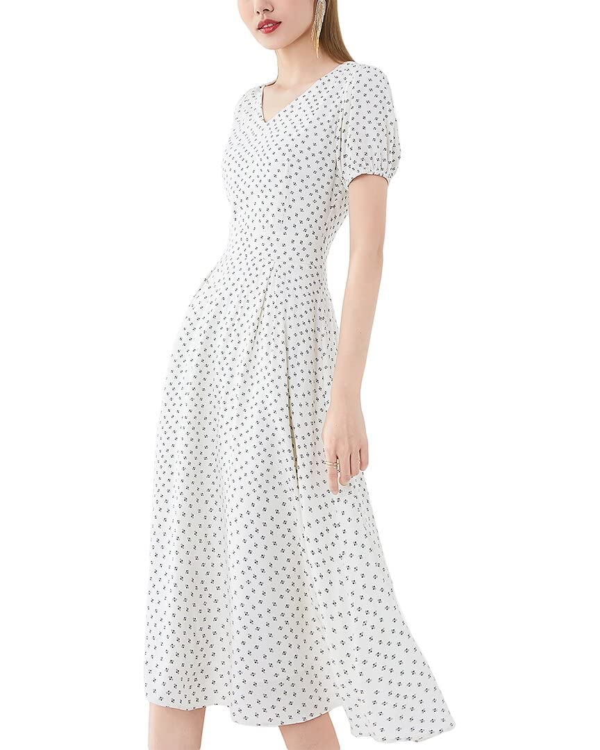 Onebuye Women's Summer Floral Dress - Elegant Short Sleeve A-Line Dress for Casual Wear, Beach Outings & Date Nights