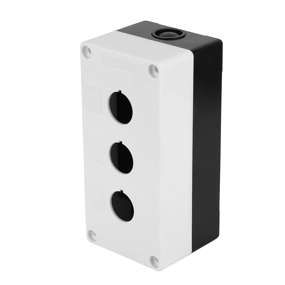 22mm Waterproof Switch Control Box with 3 Holes - Durable White Enclosure for Auto, Marine & Gate Opener Applications - Perfect for Outdoor, Industrial & DIY Electrical Projects