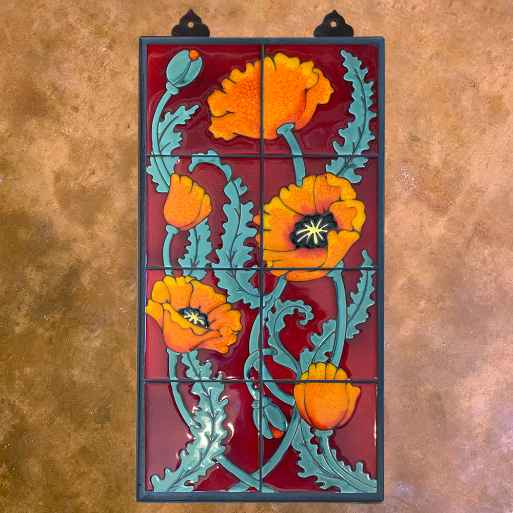Poppies on Red 12x24 Inch Wall Mural - Vibrant Floral Home Decor for Living Room, Bedroom & Office