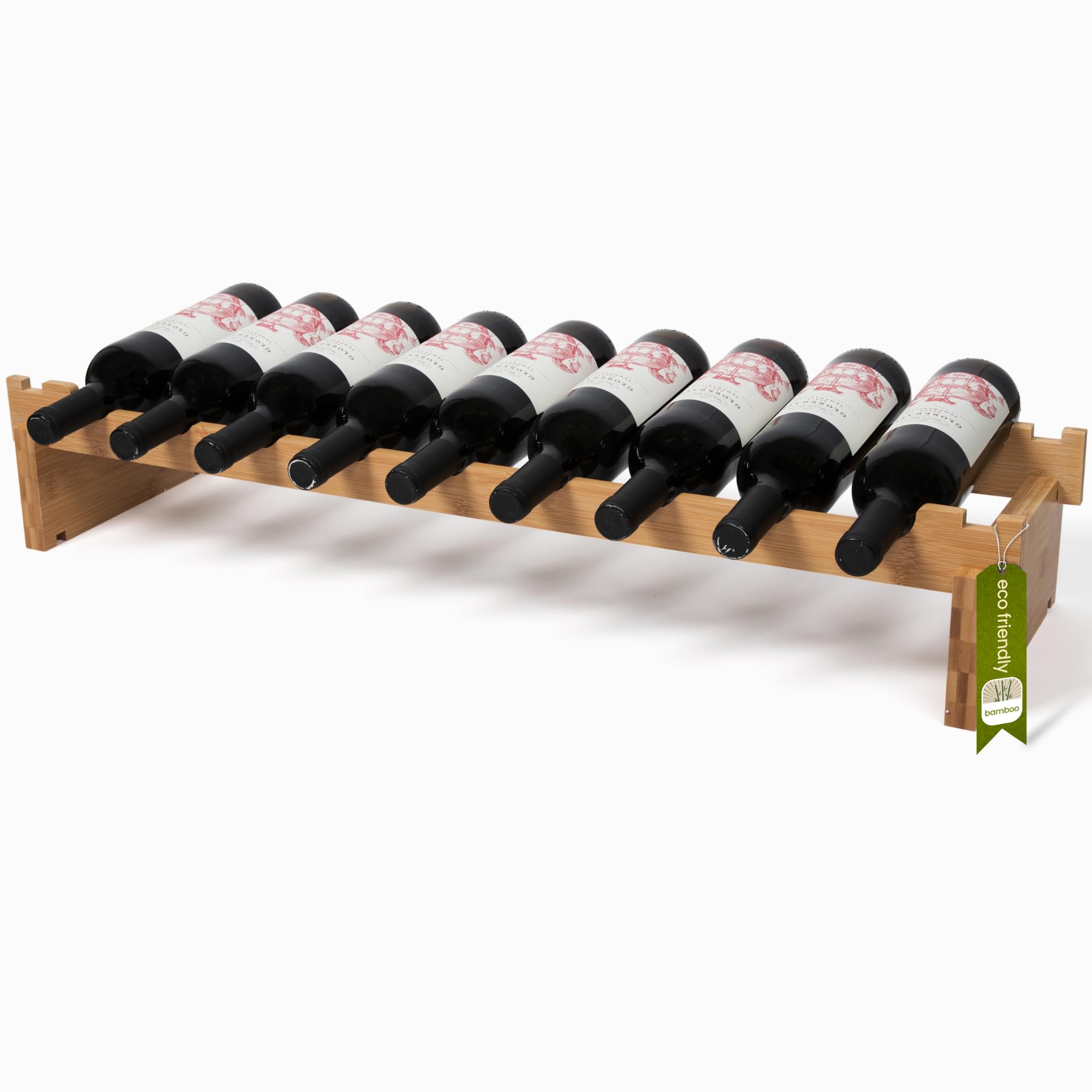 DECOMIL 9 Bottle Wine Rack - Stackable Countertop Wine Organizer with Modular Design | Perfect for Kitchen, Bar, Dining Room & Home Decor | Holds Standard Wine Bottles Securely