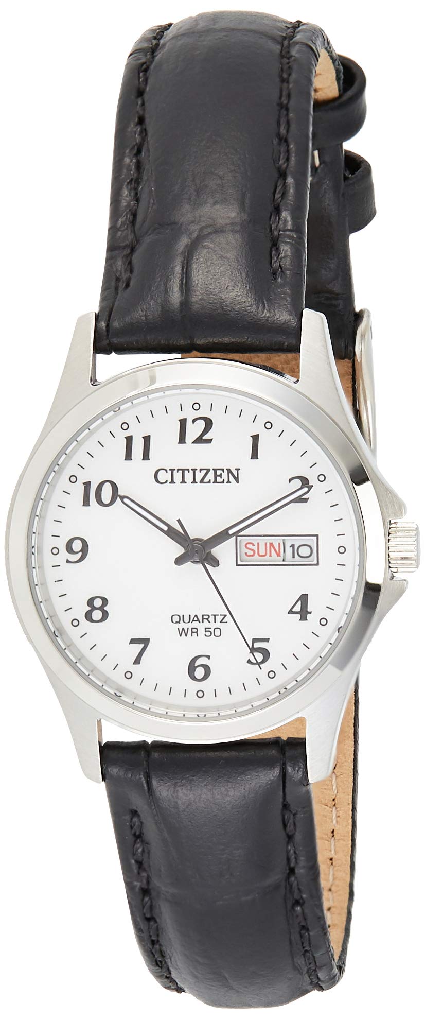 Citizen Quartz Women's Watch with White Dial & Black Leather Strap - EQ2000-02A | Elegant Dress Watch for Business, Office & Formal Occasions
