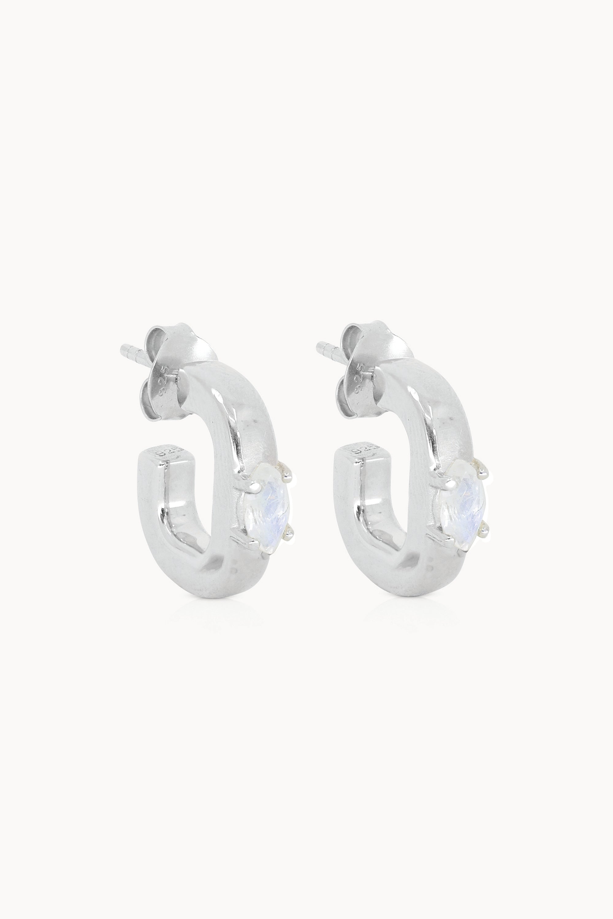 Elodie Moonstone Silver Hoop Earrings for Women - Dainty Sterling Silver Jewelry for Everyday Wear & Special Occasions