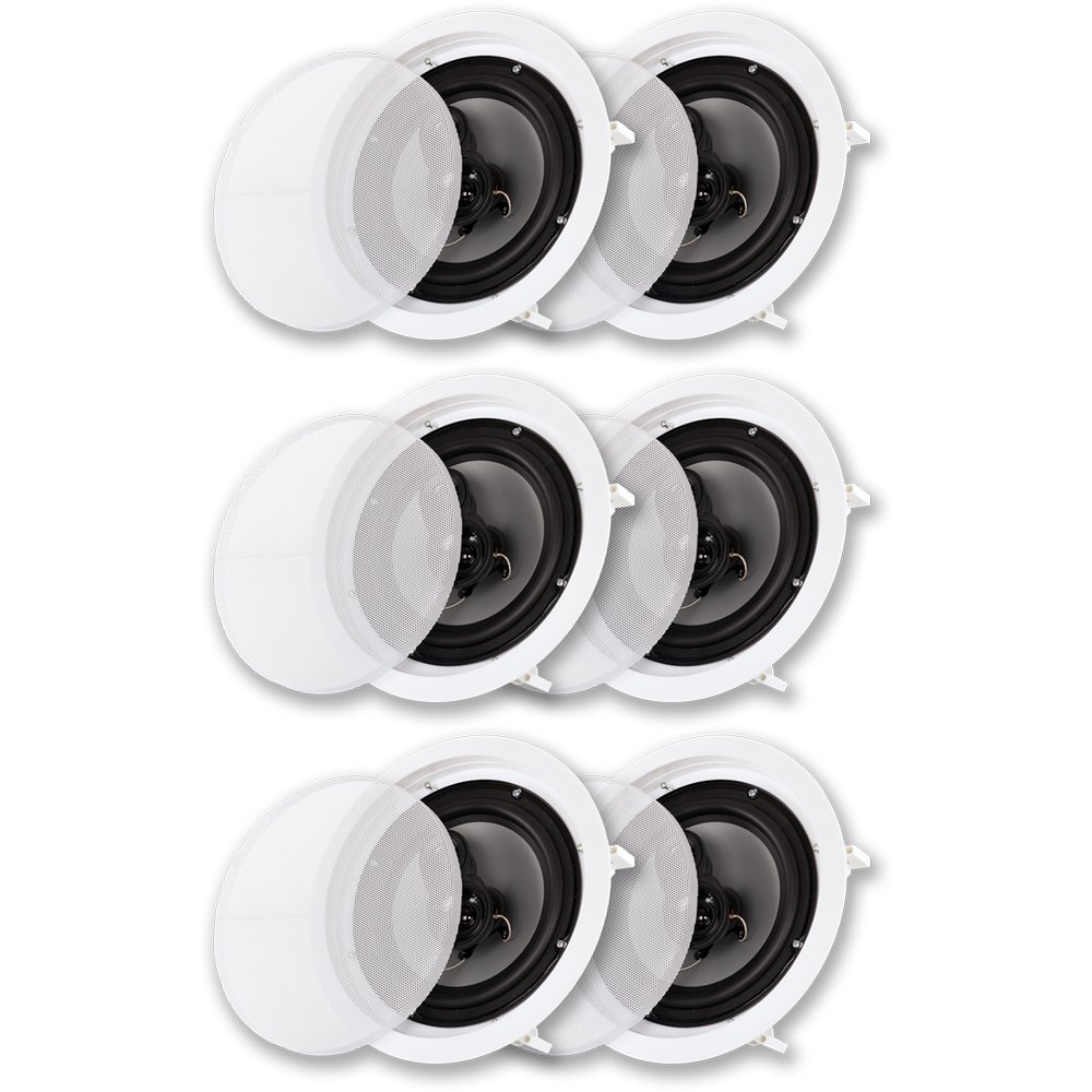 Acoustic Audio CS-IC83 8-Inch In-Ceiling Speakers (3-Pair Pack) - 3-Way Home Theater System with 2100W Power - Perfect for Surround Sound & Multi-Room Audio Setup