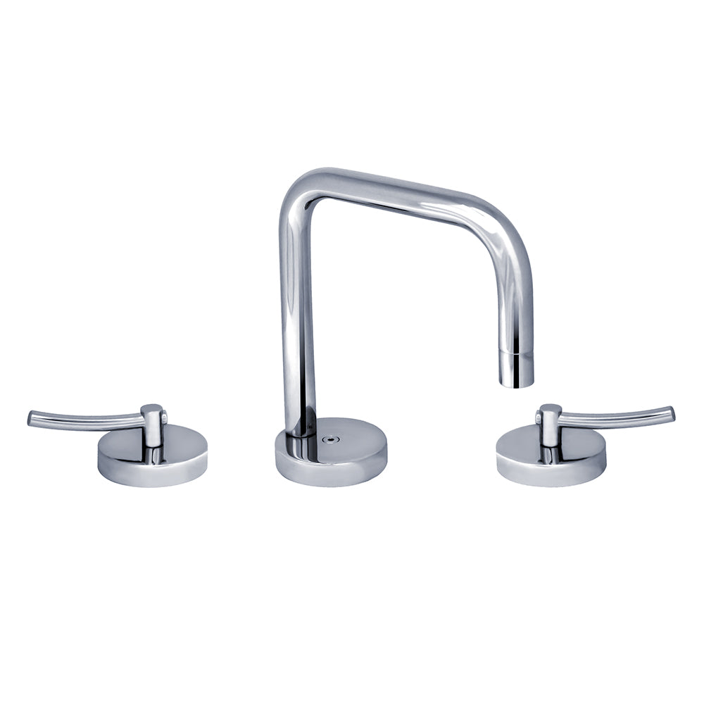 Metrohaus Lavatory Widespread Faucet with Swivel Spout and Pop-Up Drain - Cross Handle Bathroom Sink Faucet for Modern Vanities - Perfect for Home, Hotel, and Restaurant Bathrooms