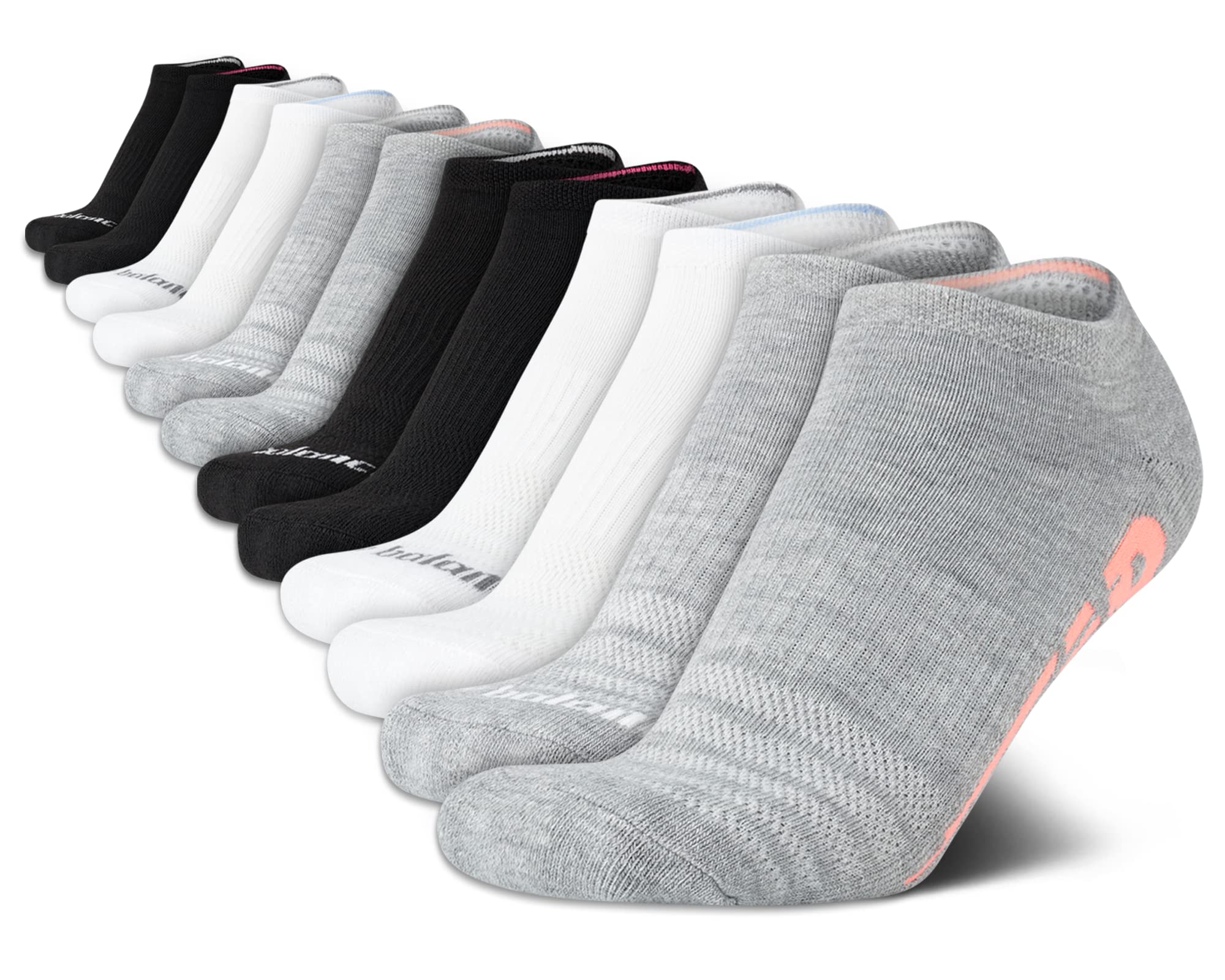 New Balance Women's Athletic Cushioned Low Cut Ankle Socks - 12 Pack for Running, Gym & Everyday Comfort