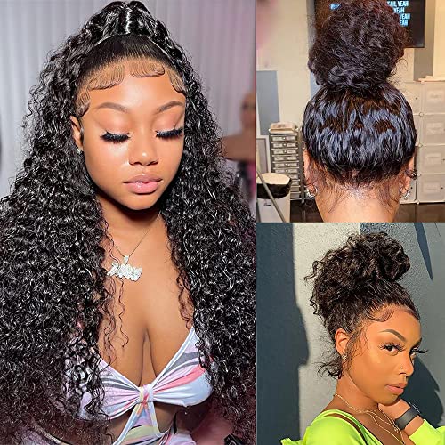 RASHINEE 360 Full Lace Human Hair Wig - Curly Lace Front Wig with Baby Hair | 26 Inch Water Wave Wet & Wavy Human Hair Wig for Women | Perfect for Daily Wear, Cosplay, Weddings & Special Occasions