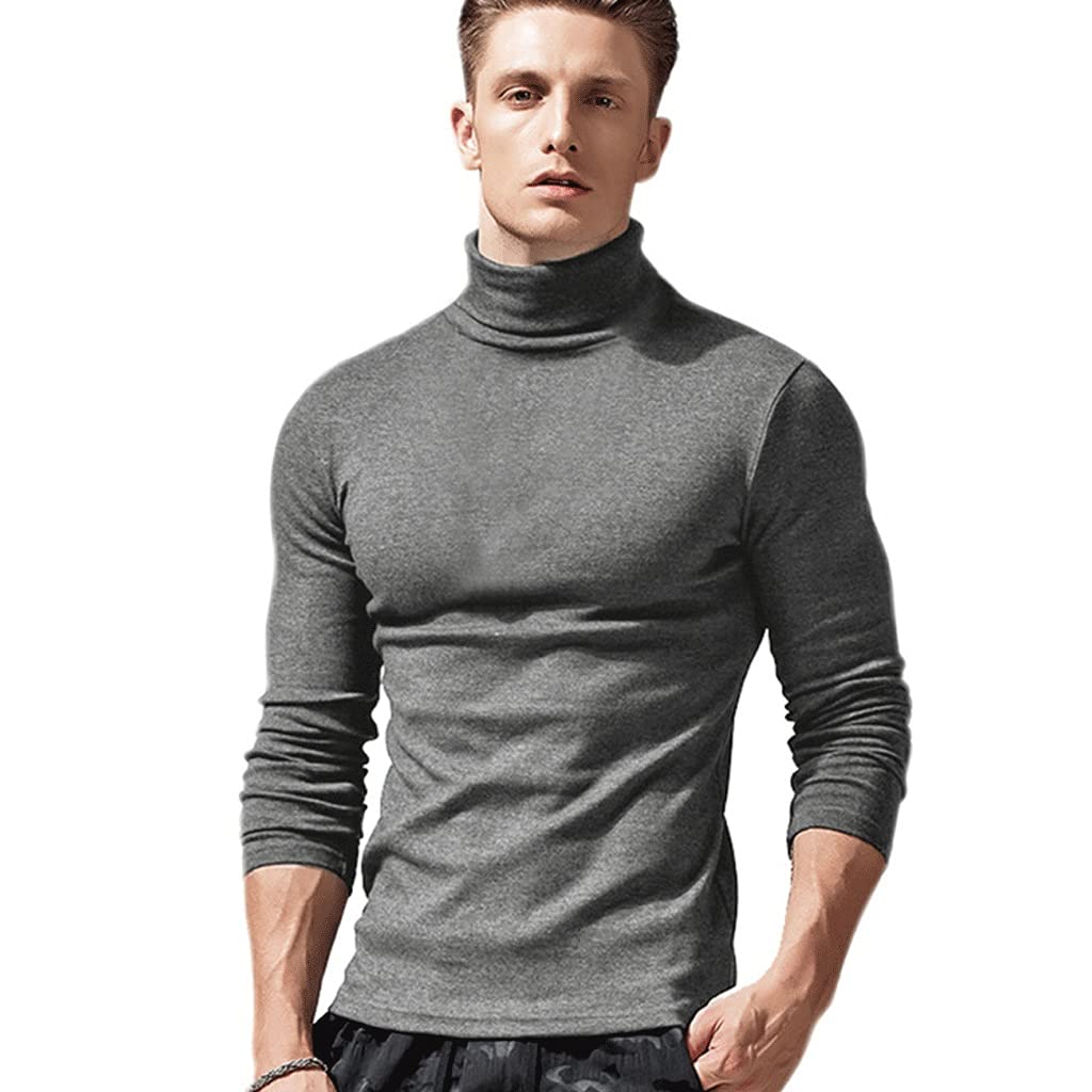 Men's Thermal Turtleneck Long Sleeve Shirt - Slim Fit Warm Base Layer for Winter & Fall - High Neck Solid Color T-Shirt (Black, Large) - Perfect for Layering, Outdoor Activities & Cold Weather Fashion
