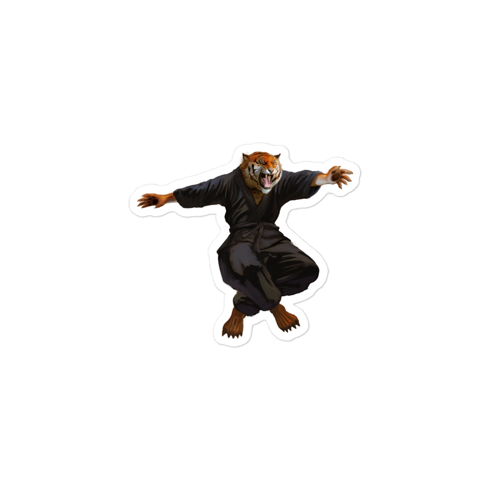 Zoo Jitsu Fighters Tiago the Tiger Bubble-Free Sticker - Premium Vinyl Decal for Laptops, Water Bottles & DIY Crafts