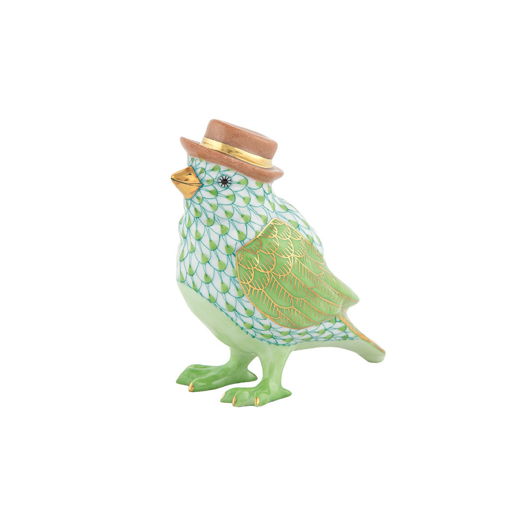 Stylish Lime Green Bird with Hat - Fun and Whimsical Decoration for Home, Garden, or Party Decor
