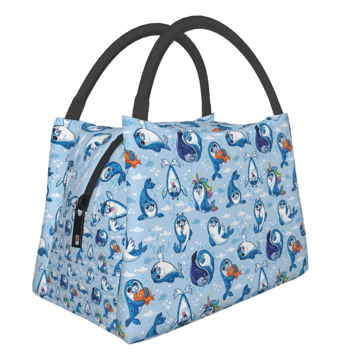 Insulated Reusable Lunch Bag for Men & Women - Baby Seals Design Tote Lunch Box for Work, Picnic, Travel & School | BPA-Free & Leak-Proof