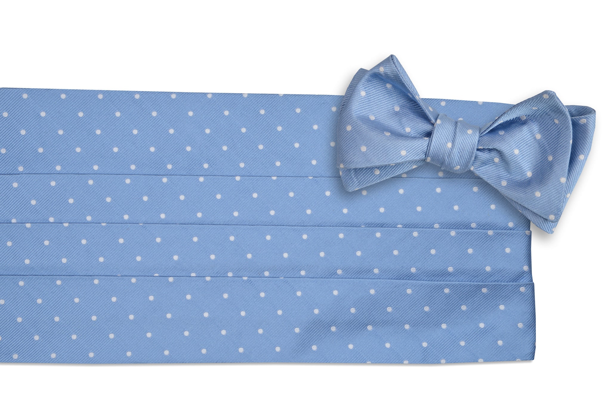 Elegant Cornflower Blue Dot Cummerbund Set for Men - Perfect for Weddings, Prom, and Formal Events