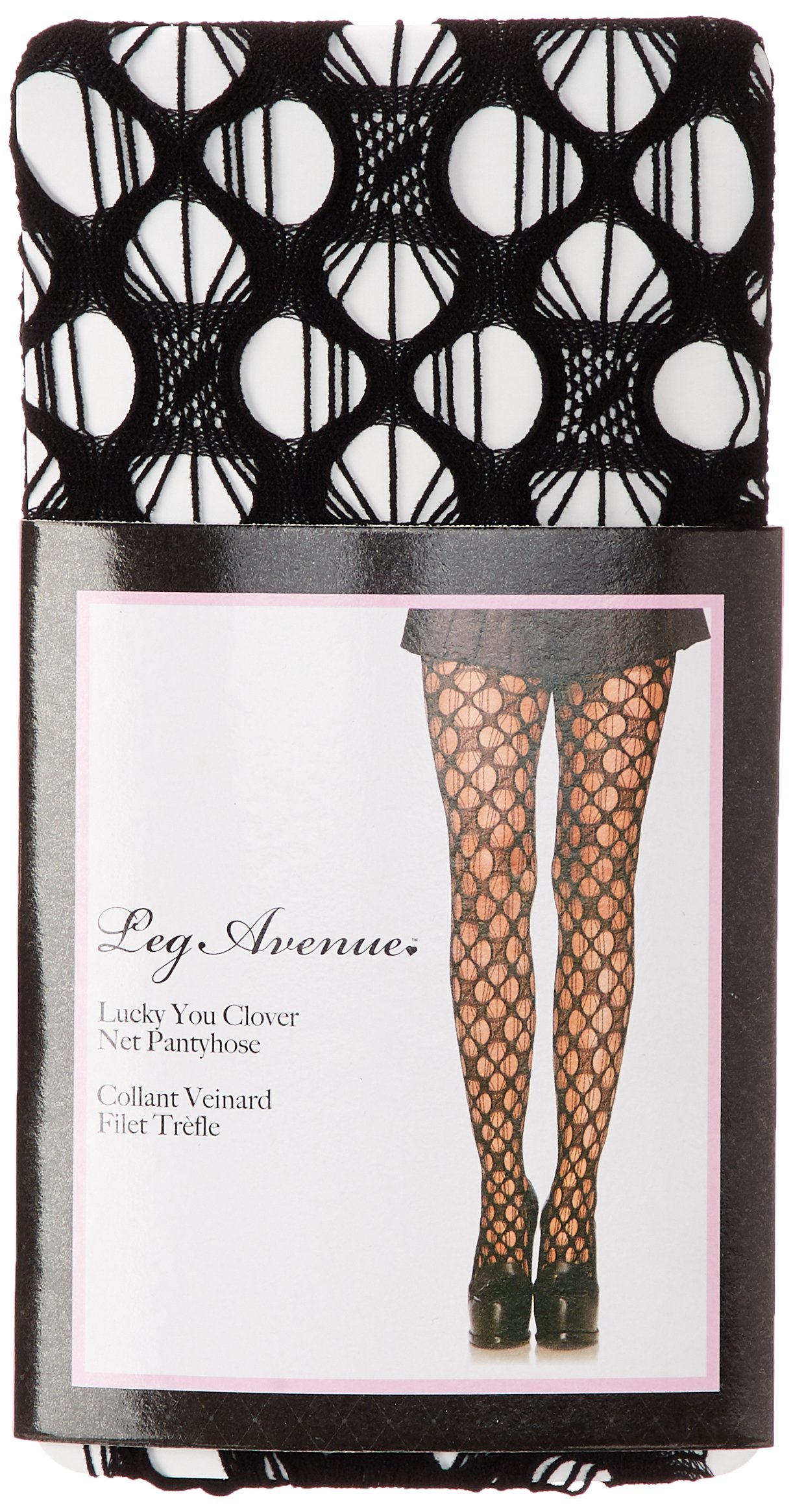Leg Avenue Women's Clover Net Pantyhose - Sexy Fishnet Stockings for Halloween, Cosplay & Burlesque Costumes - Sheer Tights with Floral Lace Design - Perfect for Parties, Dance Performances & Fashion Outfits