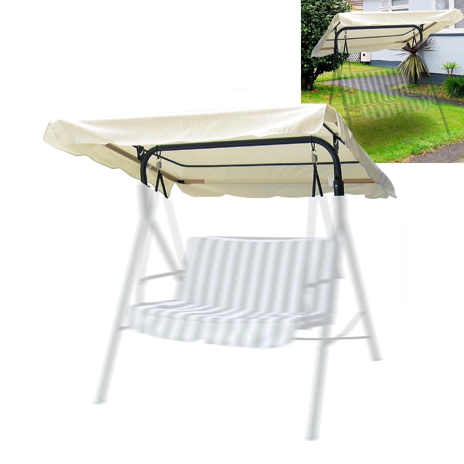 Waterproof Replacement Canopy Top Cover for 2-3 Person Outdoor Swing - 75x52 Inches Beige - Perfect for Patio, Garden, Porch & Courtyard Swing Protection from Sun & Rain
