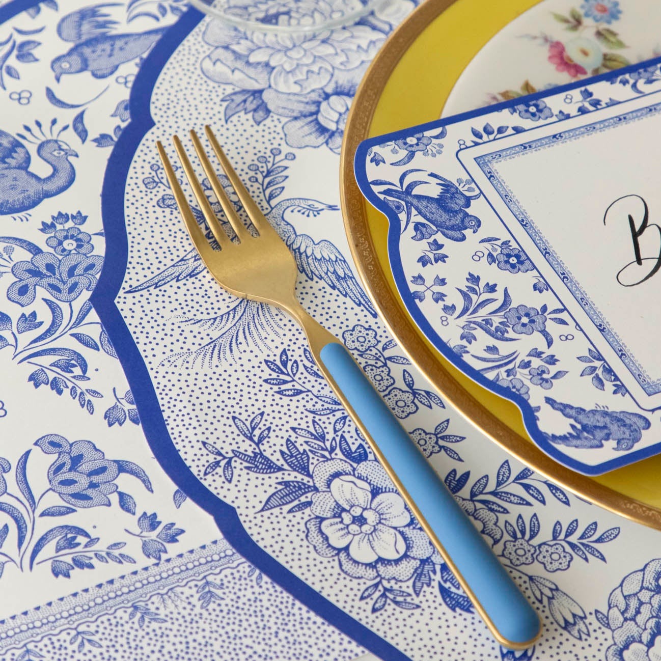 Blue Asiatic Pheasants Die-Cut Placemats - Elegant Table Decor for Dining, Parties & Home Decor | Set of 4 Waterproof Placemats for Everyday Use & Special Occasions
