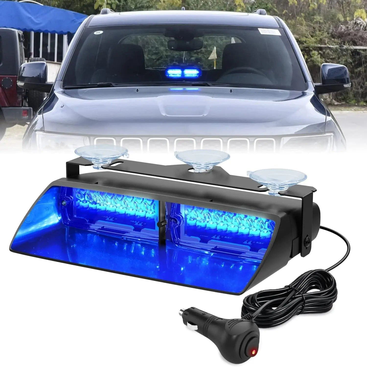 8 Inch 16 LED Emergency Strobe Light - Blue Hazard Warning Light for Trucks, Police Vehicles & Emergency Response - Ideal for Roadside Safety & Traffic Control