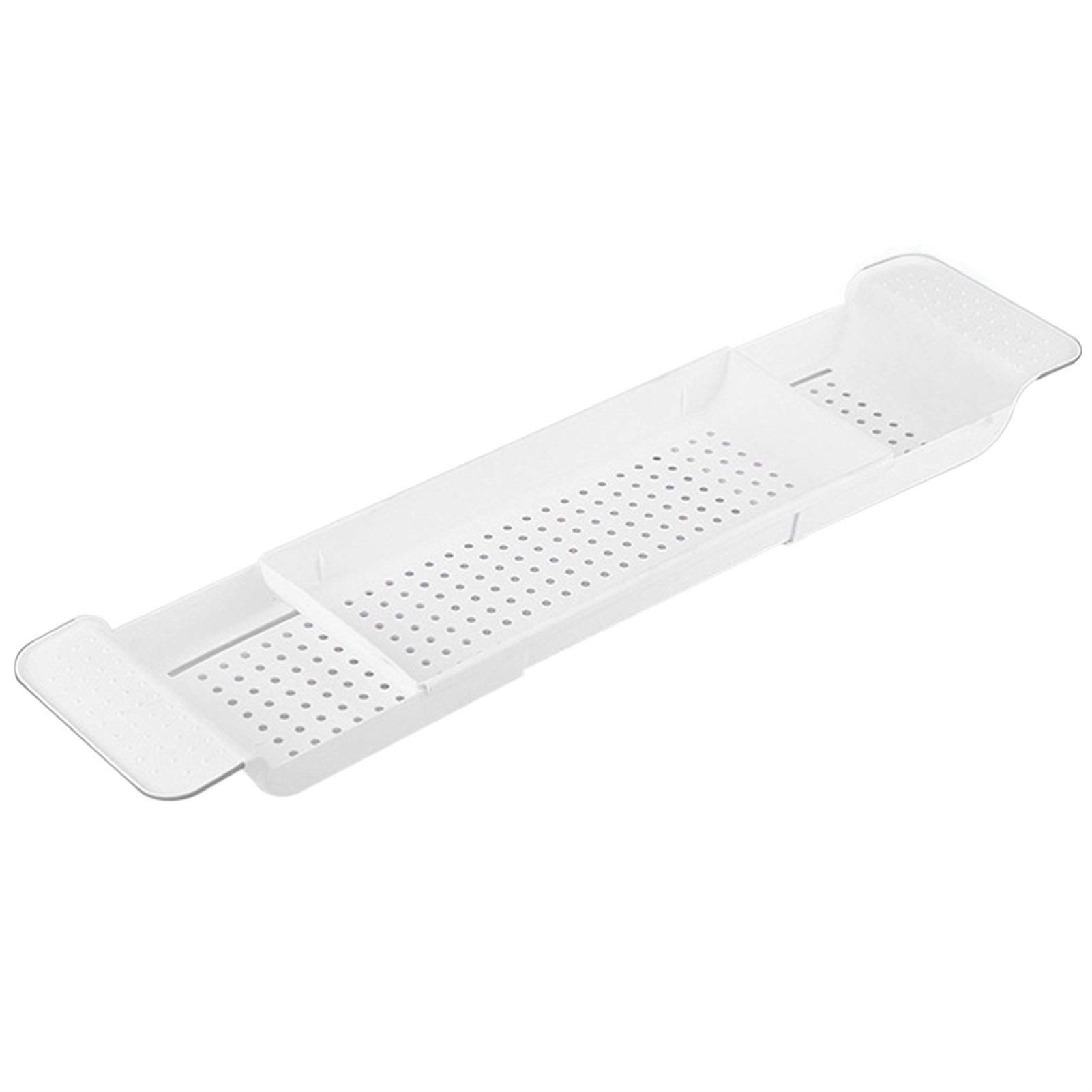 Premium Bathtub Caddy Tray - Durable Plastic Shower Organizer with Hollow Design for Bathroom Storage (Dark Grey, Medium) - Perfect for Relaxing with Books, Wine, or Spa Essentials