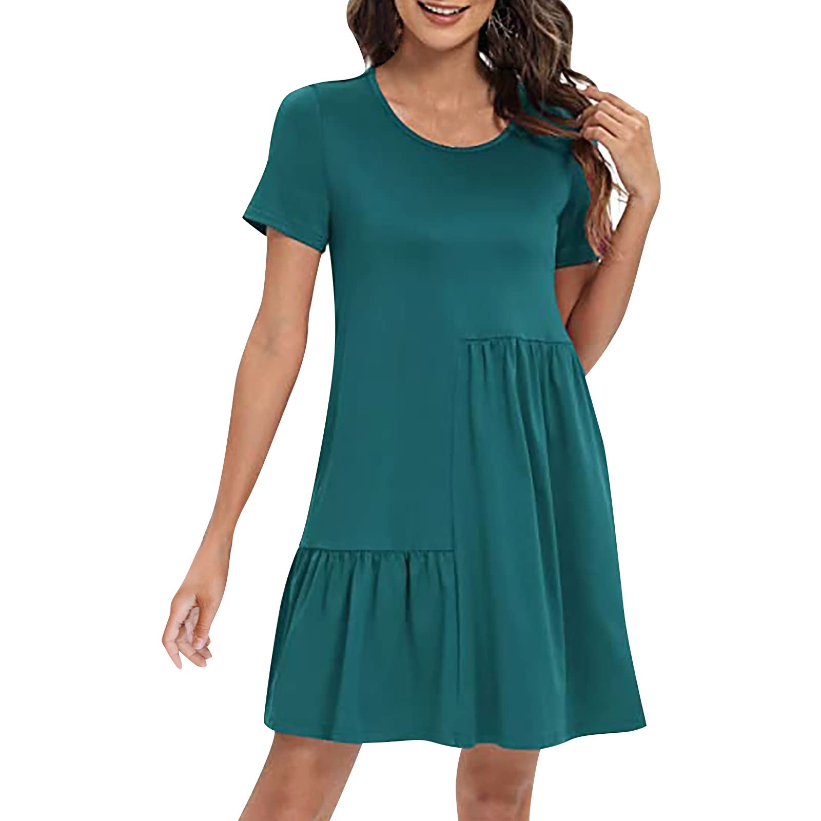Women's Summer Floral Maxi Dress - Short Sleeve Crew Neck Smocked Elastic Waist Beach Dress | Perfect for Casual Wear, Vacation & Outdoor Activities