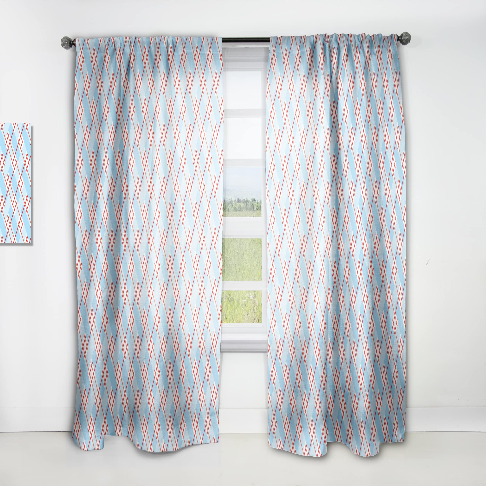 DesignQ Thermal Insulated Blue & Red Plaid Curtains - 52x108 Single Panel for Bedroom & Living Room - Energy Saving, Blackout Drapes for Home Decor & Privacy