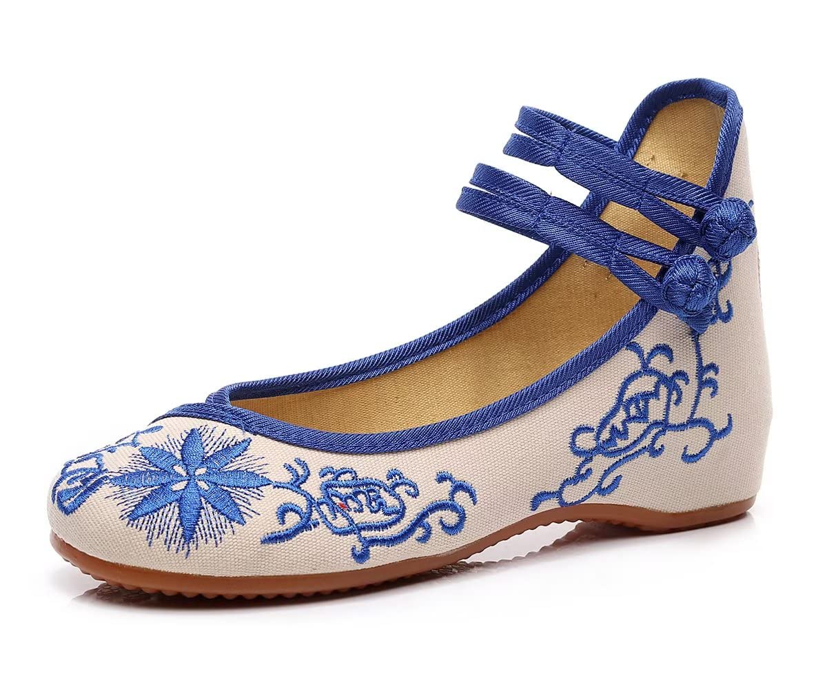 TN TANGNEST Women's Floral Embroidered Loafers - Comfortable Round Toe Ballet Flats for Casual Wear | Perfect for Office, Walking & Spring Outfits