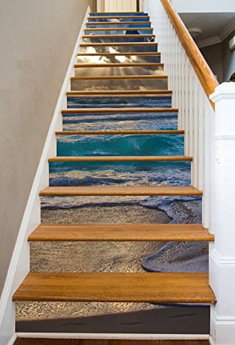 Premium Self-Adhesive Stair Decals - Peel & Stick Vinyl Stair Risers for Wooden Steps - USA Made DIY Home Decor (7