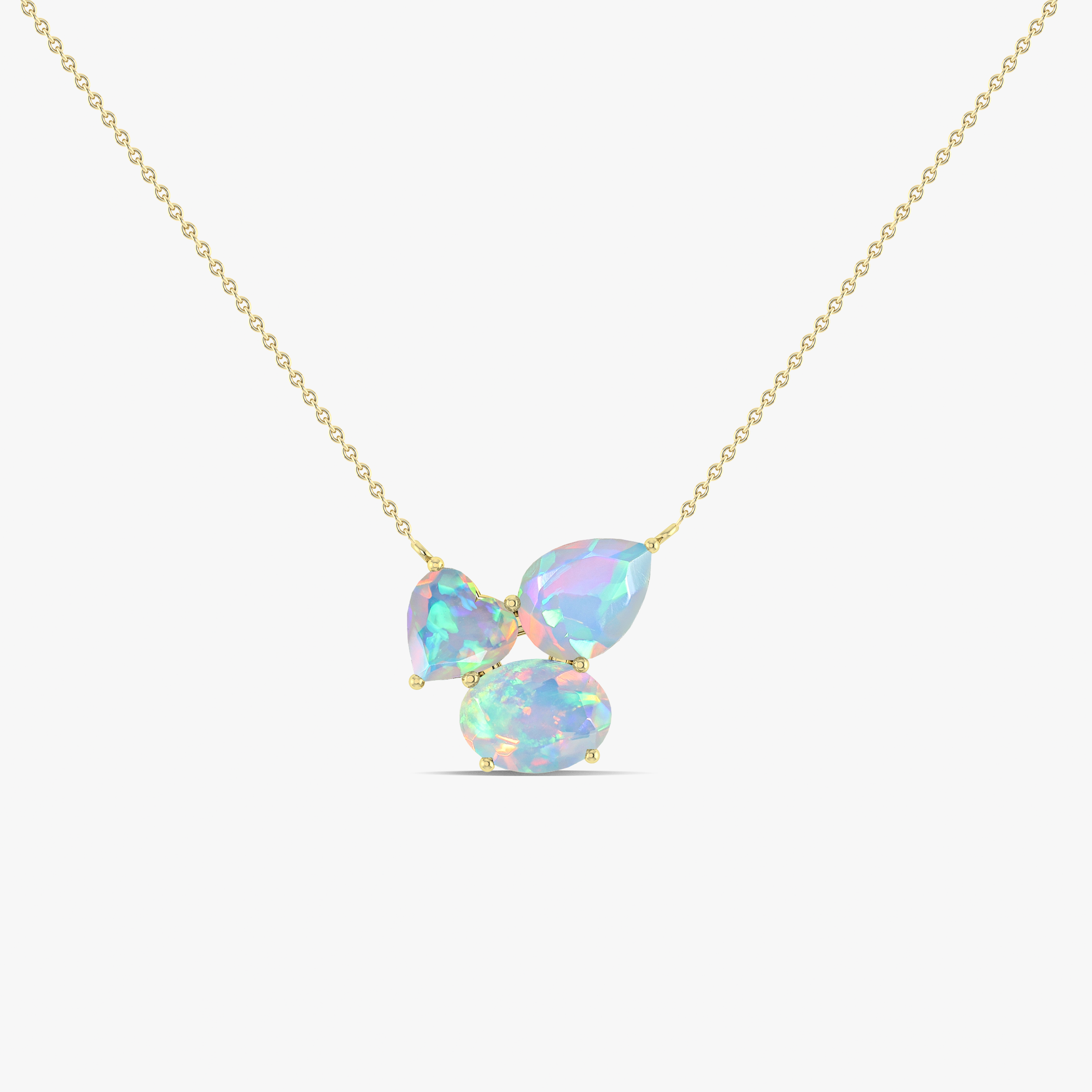 White Opal Three Stone Pendant Necklace - Elegant Sterling Silver Jewelry for Women | Perfect for Weddings, Anniversaries & Special Occasions