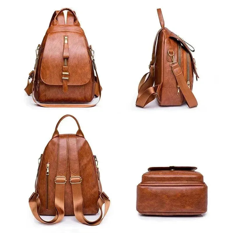 Waterproof Leather Women's Backpack - Stylish & Durable Travel Bag for Work, College & Outdoor Adventures