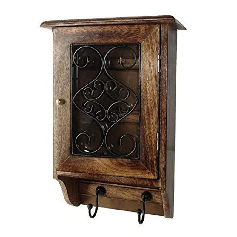Blackperlcrafts Solid Wooden Key Box - Wall Mounted Key Holder & Cabinet with Hooks - Key Storage Organizer for Home, Office, or Entryway - Perfect Housewarming Gift for New Homeowners