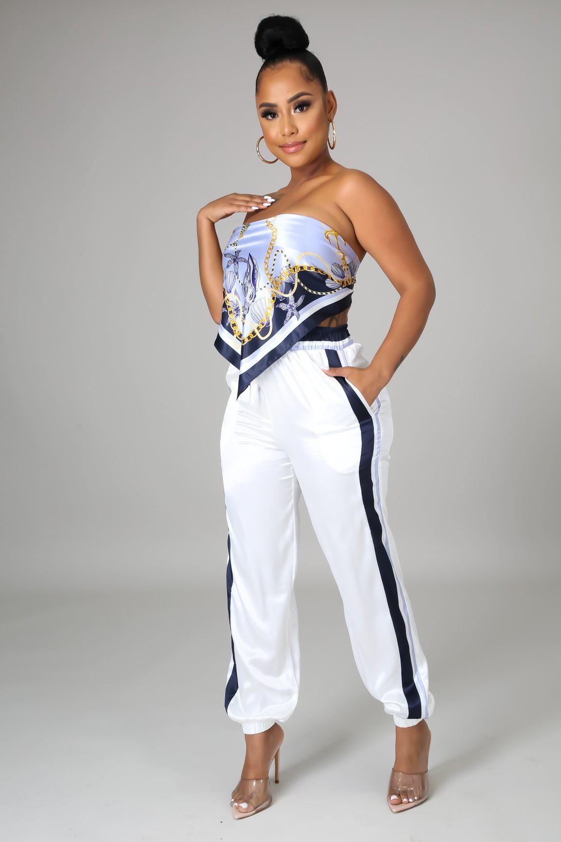 Royal Tropics Women's Pant Set - Soft Lavender & Blue Lounge Wear for Comfortable Relaxation at Home or Vacation