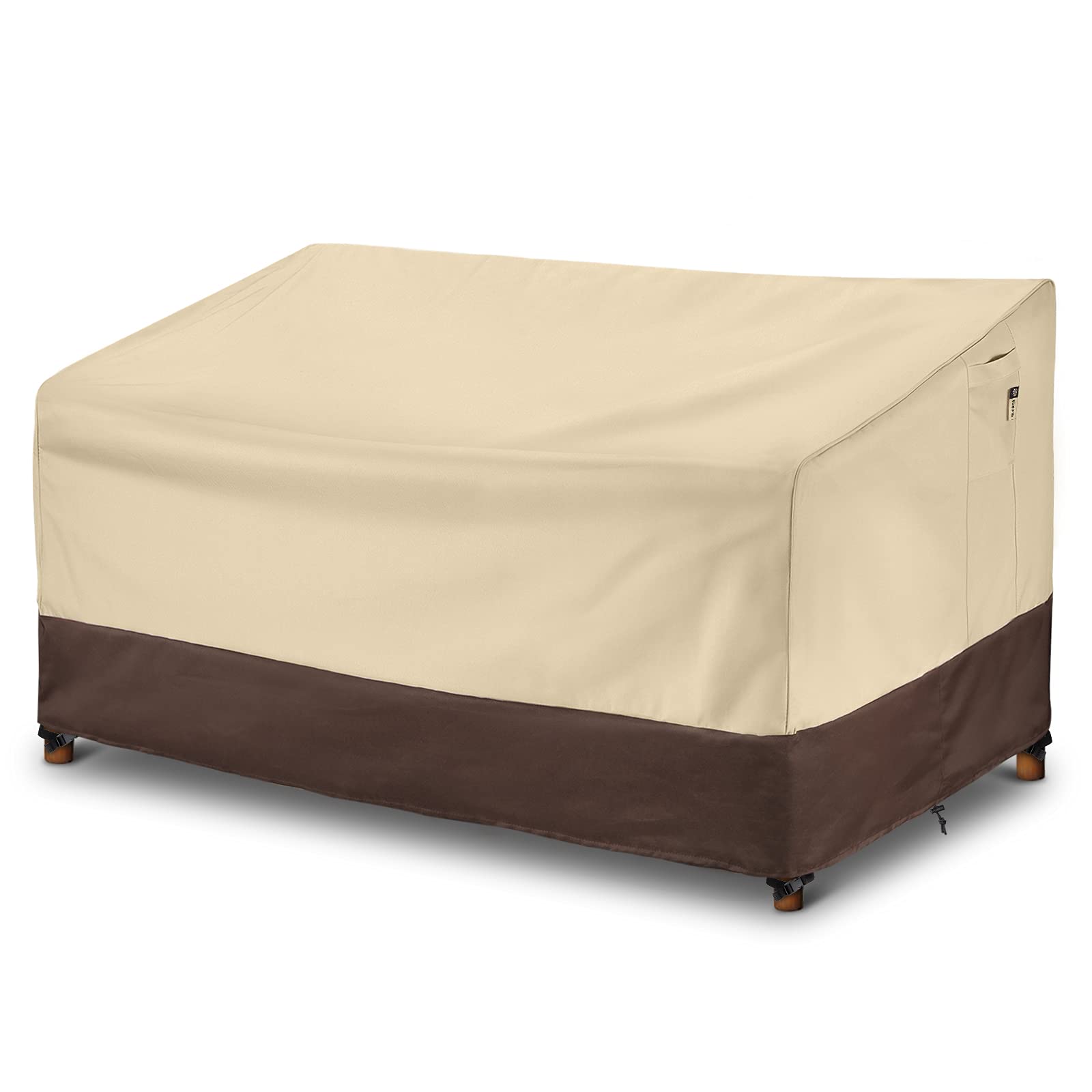 Waterproof 60-Inch Outdoor Sofa Cover for Patio Furniture - Heavy Duty Beige & Brown Loveseat Bench Cover - Perfect for Garden, Deck, and Backyard Use