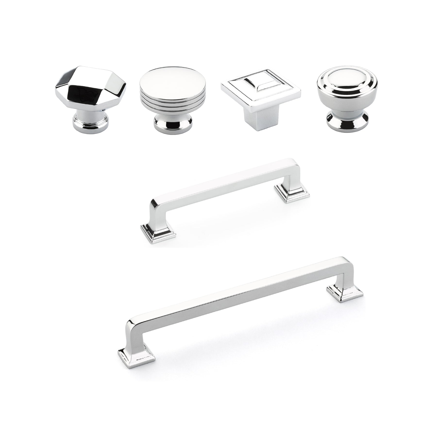 Polished Chrome Modern Cabinet Knobs and Drawer Pulls - Elegant Hardware for Kitchen, Bathroom & Furniture Upgrade | Durable & Stylish Home Improvement Accessories