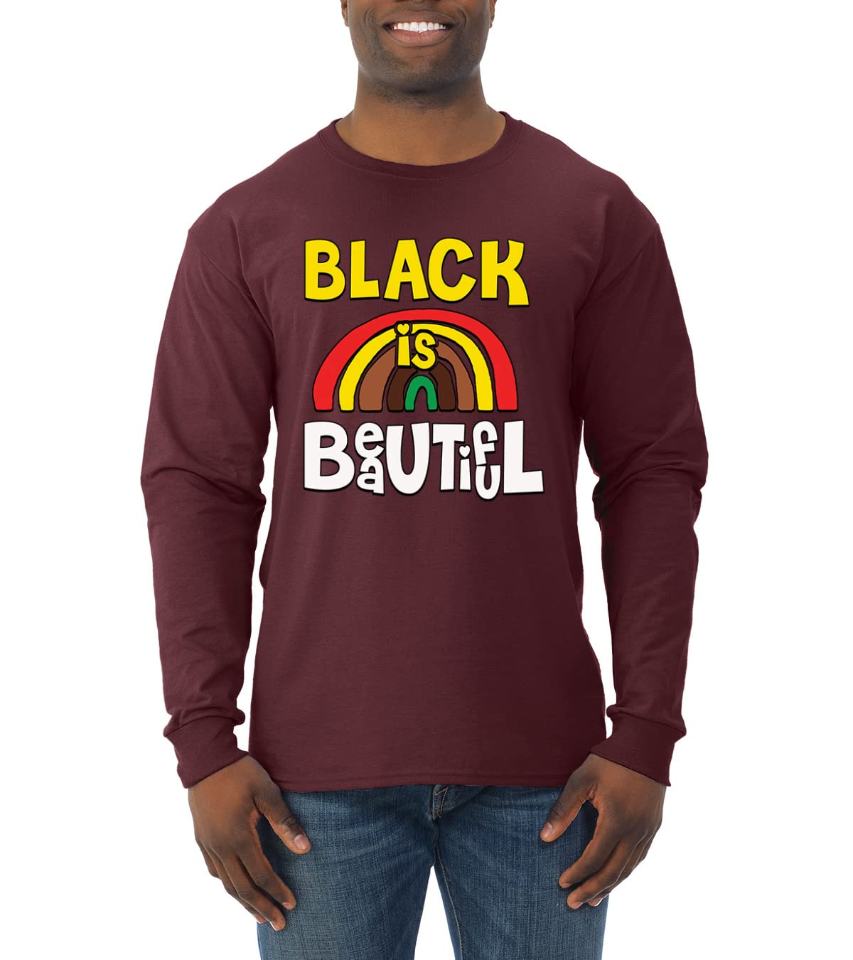 Wild Bobby Black is Beautiful Black Pride Men's Long Sleeve T-Shirt | African American Pride Apparel | Casual Wear & Protest Support