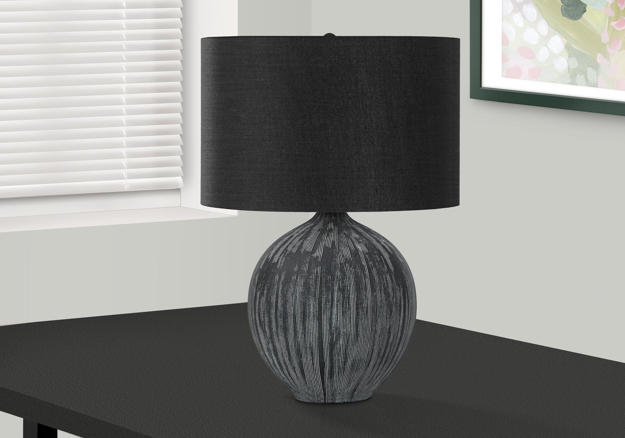 Modern Black Ceramic 23H Contemporary Table Lamp - Stylish Home Office Bedroom Lighting for Reading & Decor