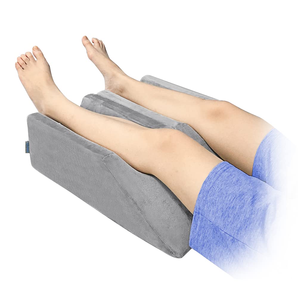 Leg Elevation Pillow Set of 2 - Post Surgery Leg Wedge for Swelling Relief, Knee & Ankle Support - Orthopedic Foam Leg Riser for Bed, Couch & Recovery - Ideal for Post-Op, Varicose Veins & Circulation
