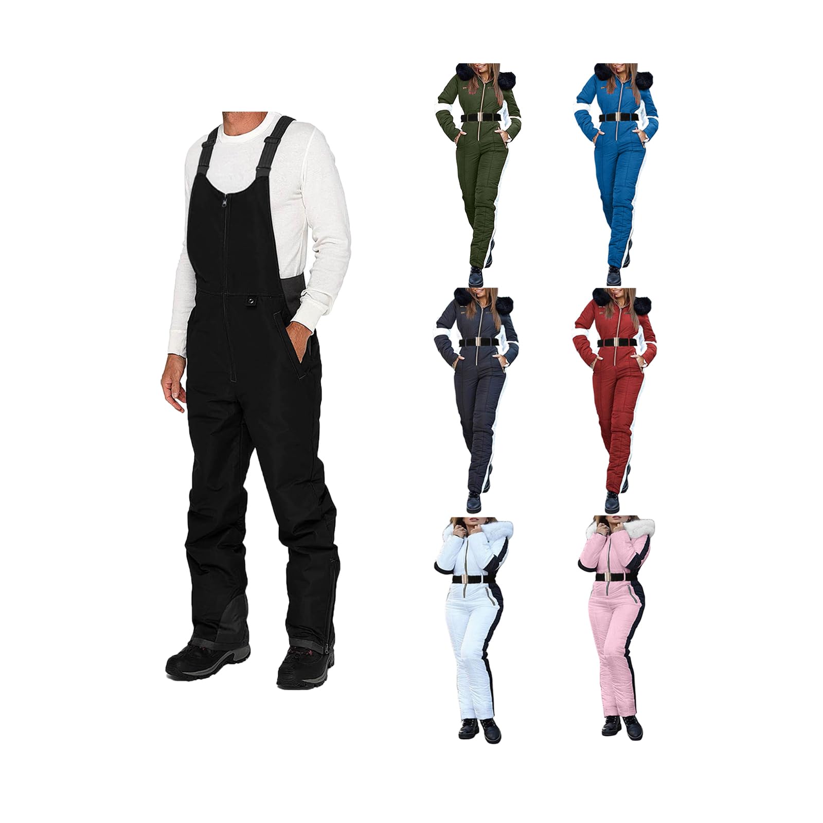 Unisex Insulated Waterproof Snow Bib Overalls for Women & Men - Winter Ski Snowboard Pants for Cold Weather - Perfect for Skiing, Snowboarding & Outdoor Activities