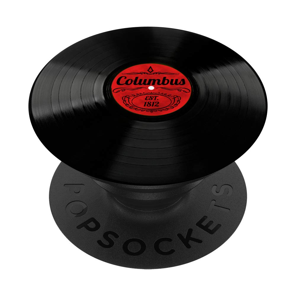 Retro Vinyl Record Music PopSocket Grip - Swappable PopGrip for Phones & Tablets | Columbus Ohio Inspired Gift for Music Lovers, Perfect for Concerts & Travel
