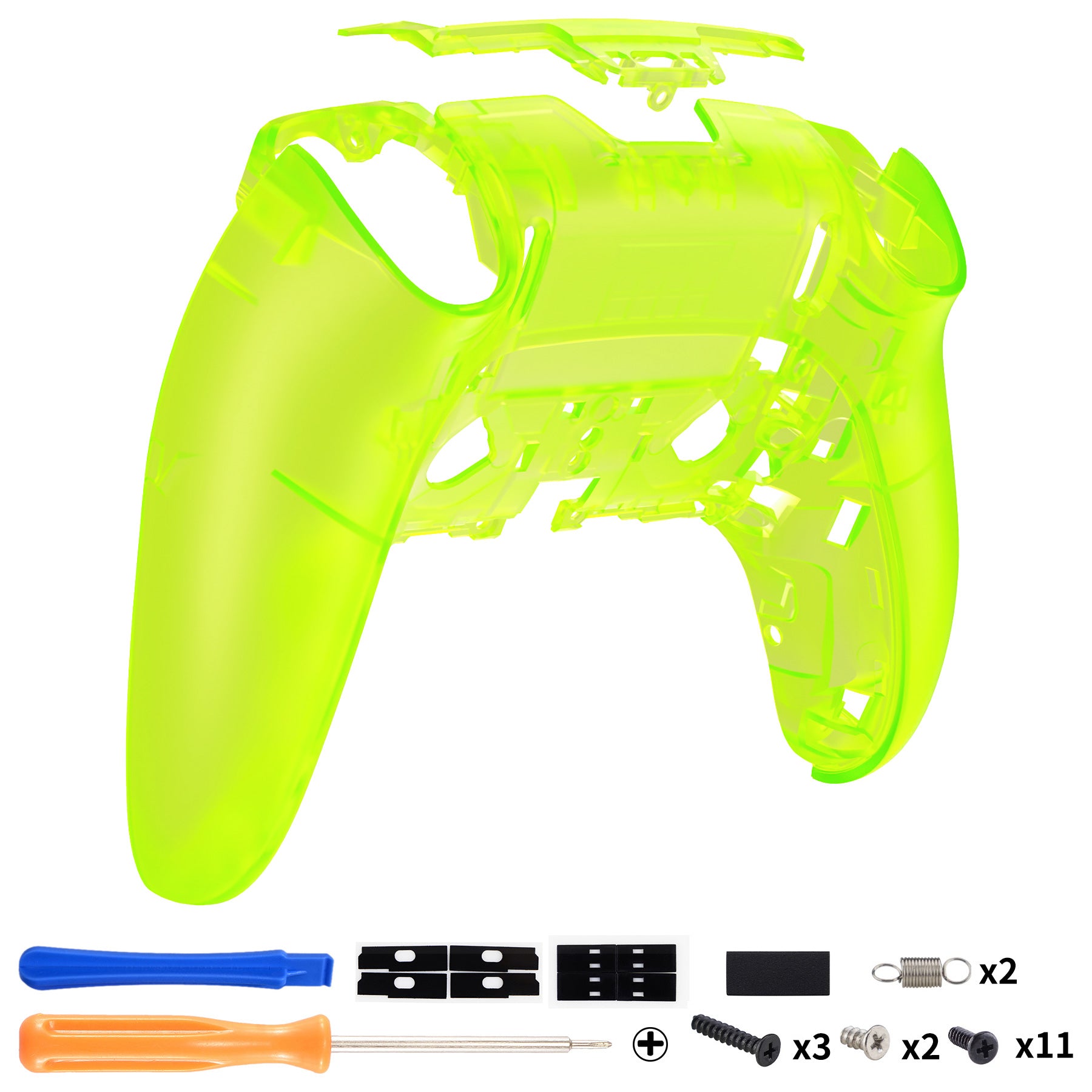 eXtremeRate Clear Lime Green Custom Back Housing Bottom Shell for PS5 Edge Controller - DIY Replacement Cover | Perfect for Gaming, Customization & Repair | Compatible with PS5 Edge Wireless Controller DQZEGM008