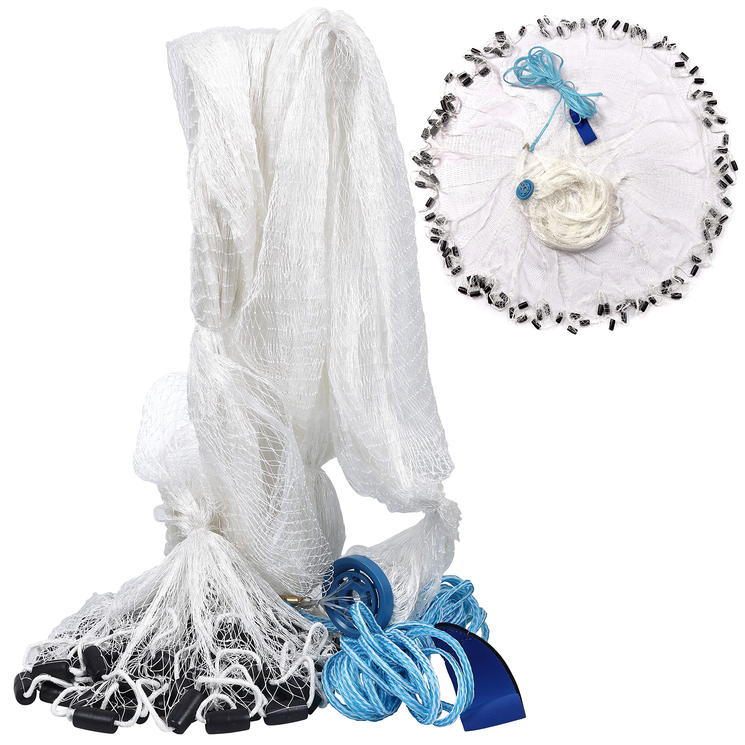 **AKELLYTH Cast Fishing Net – 4/6/8Ft Saltwater & Freshwater Net with Coated Sinkers, 1/2