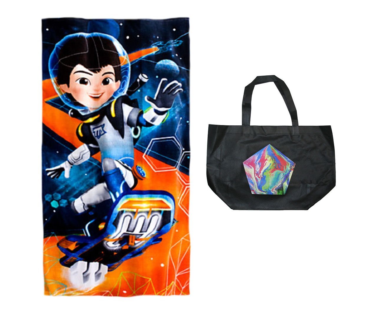 Disney Miles from Tomorrowland 2-Piece Beach Towel and Tote Gift Set | Soft Sand Towel & Spacious Tote Bag | Perfect for Beach, Pool, Vacation & Summer Outings