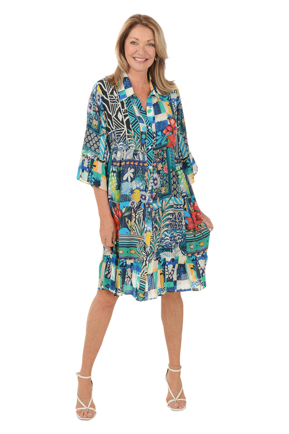 Paisley Floral Print Bell Sleeve Button Front Dress - Elegant Boho Chic Dress for Women, Perfect for Weddings, Parties & Date Nights